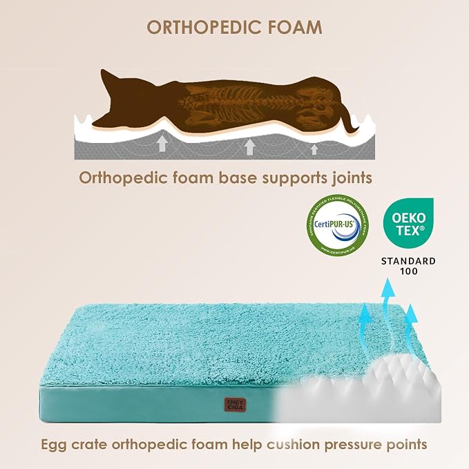 EHEYCIGA Orthopedic Dog Bed Extra Large with Removable Washable Cover, 50IN | Egg Crate Foam Support, Durable Oxford fabric, Non-Slip Bottom, Machine Washable, Soft Waterproof Plush Pet Bed Mat For Crate