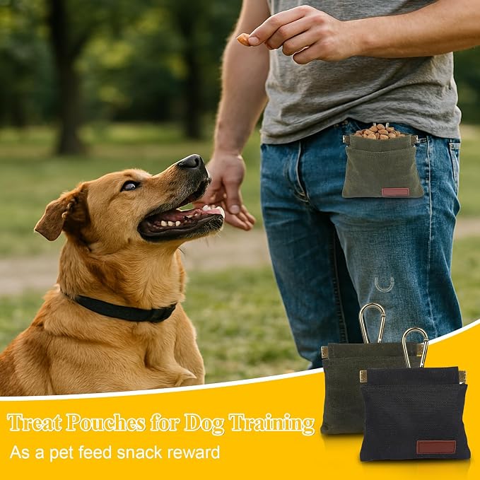 2Pcs Hands Free Dog Treat Pouches for Training, Walking and Outdoor Use | Dog Treat Bag with Carabiner, Hands Free, Auto Closing Pet Treat Pouch for Training,Walking, Hiking
