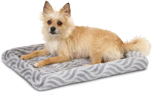 MidWest Homes for Pets QuiteTime Deluxe Wave Bolster Bed for Small Dogs; Easily Machine Wash and Dry; Gray; 24"; 40224-WVGY