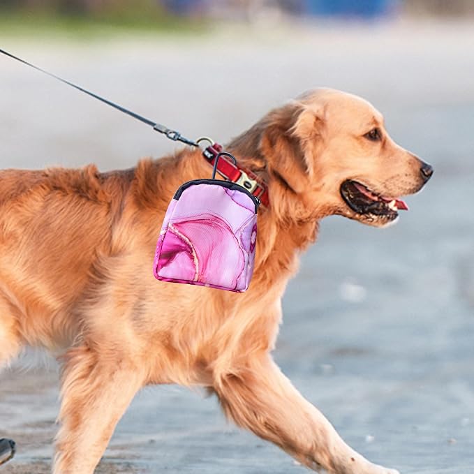 Dog Treat Pouch,Treat Pouches for Pet Training,Portable Snack Reward Dog Food Dispenser for Traveling or Outdoor Use，Pink Marble