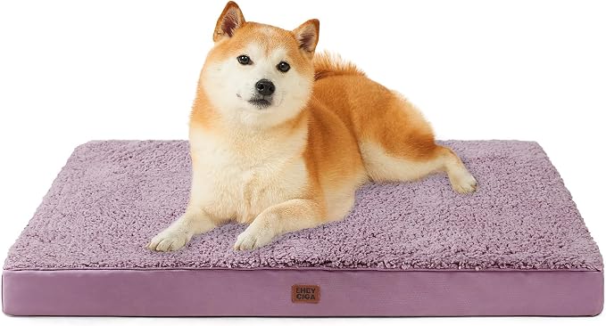 EHEYCIGA Orthopedic Dog Bed Large with Removable Washable Cover, 36x27 | Egg Crate Foam Support, Durable Oxford fabric, Non-Slip Bottom, Machine Washable, Soft Waterproof Plush Pet Bed Mat For Crate