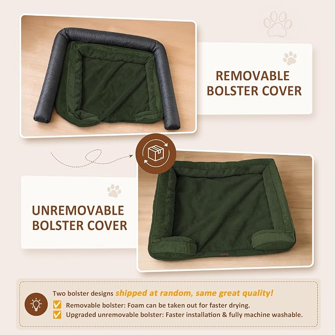 Comfort Expression Orthopedic Dog Bed for Medium Size Dog with Bolster | Waterproof Dog Couch Bed with Washable Cover & Non-Slip Bottom, Supportive Egg Crate Foam Medium Pet Bed, 30x20 Inch