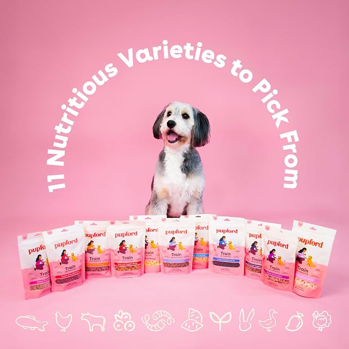 Pupford Freeze Dried Dog & Puppy Training Treats (Salmon, 4 oz, 3 Pack) | 1400+ treats, Ultra low-calorie, Only 2 ingredients, All breed sizes, Mess free and bite sized, Trainer recommended
