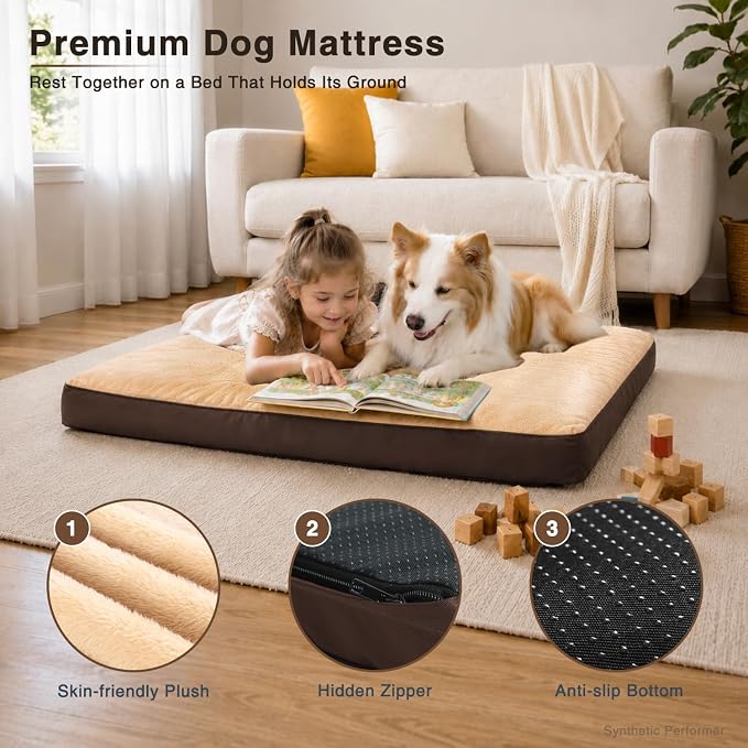 NUPIDA Waterproof Small Dog Bed for Crate with Washable Cover, 23x17, Brown | Cat Puppy Bed, TPU Waterproof Layer, Soft Plush Surface, Durable Oxford Fabric, Non-Slip Bottom, For Small Breeds ≤20lbs