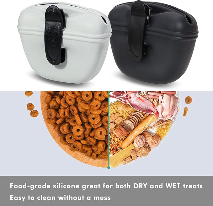 Kamehame Dog Treat Pouch, 2 Pack Silicone Dog Treat Bag Dog Training Treat Pouch with Magnetic Closure and Waist Clip, Portable Wet Treat Training Pouch for Pet Puppy