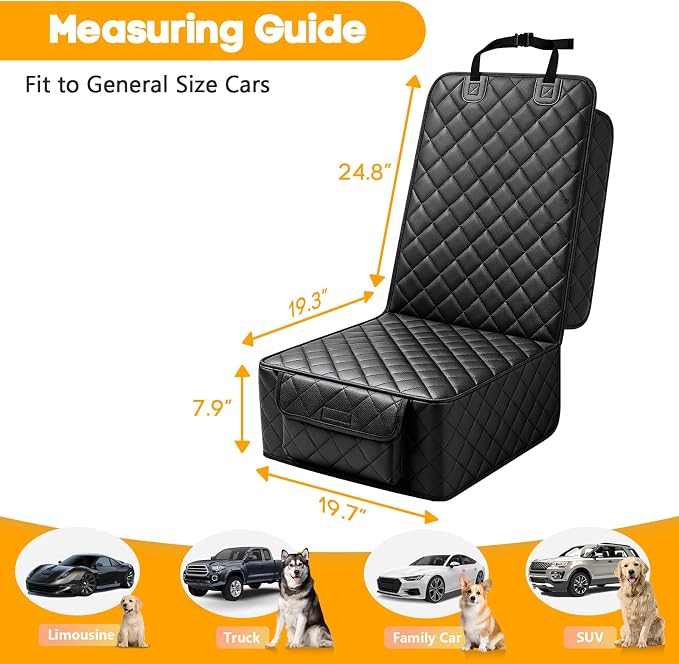 PETICON Front Seat Car Cover 2 Pack, Waterproof PU Leather Dog Car Seat Cover with Side Flaps, Nonslip Scratchproof Captain Chair Seat Cover Fits for Cars, Trucks, SUVs, Jeep