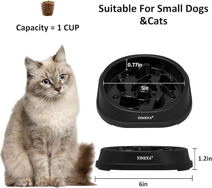 YINEYA Anti-Choking Slow Feeder Dog Bowls Small Size Dog, Slow Feeder Cat Bowl, Supplies and Puzzle for Pet