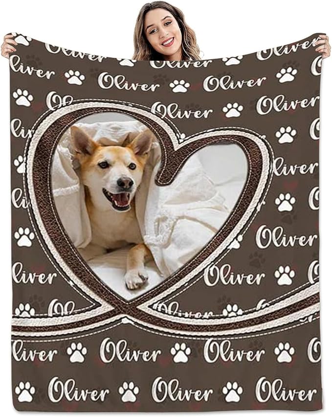 Pamaheart Custom Dog Face Blankets, Personalized Pet Photo Blanket, Fleece Dog Blankets, Customized Photo Throws, Dogs Dad Gifts, Pet Lover Gifts, Memorial Gift /37