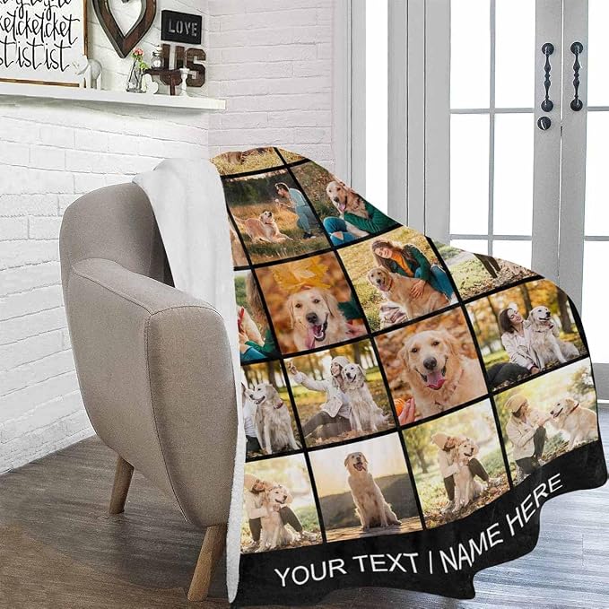 Artsadd Pet Memorial Gifts for Dogs Cats-Personalized Blanket with Photos and Text-in Loving Memory Gifts for Loved Ones Lost-Custom Remembrance Gifts Blankets for Pets Lover