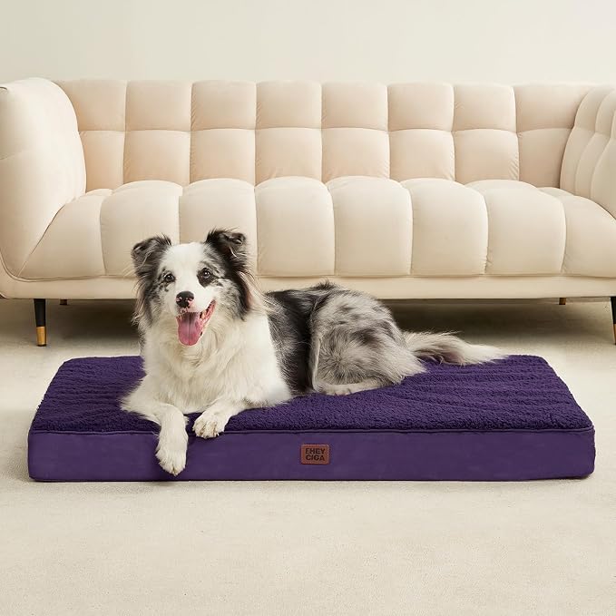 EHEYCIGA Orthopedic Dog Bed Large with Removable Washable Cover, 35x23 | Egg Crate Foam Support, Durable Oxford fabric, Non-Slip Bottom, Machine Washable, Soft Waterproof Plush Pet Bed Mat For Crate