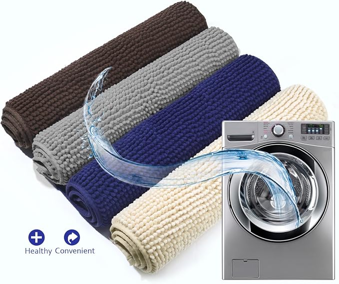 VIVAGLORY Cat Litter Mat Softgrip Litter Trapping Mat, 35"× 25", Grey | Litterbox Rug Box Catcher for Indoor & Floor, Easy Clean Washable Less-Mess Waterproof for Cat
