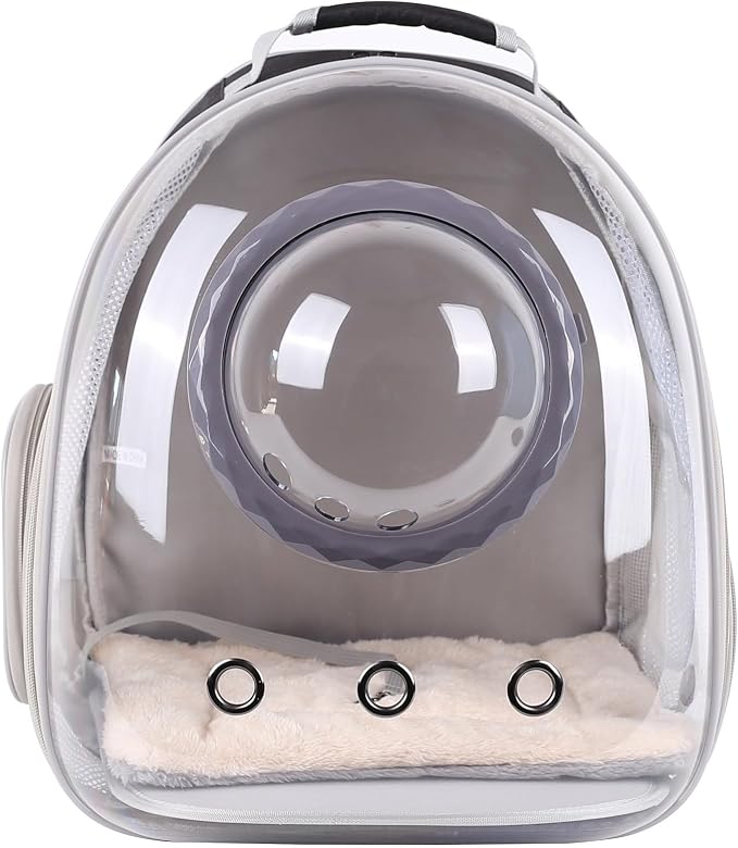 Dual Expandable Cat Backpack with Bubble Dome, Large Cat Carrier Space Capsule Clear Window, Fits up to 20 Pounds Fat Cat, Small Puppy and Bunny, Pet Travel Vet Bag
