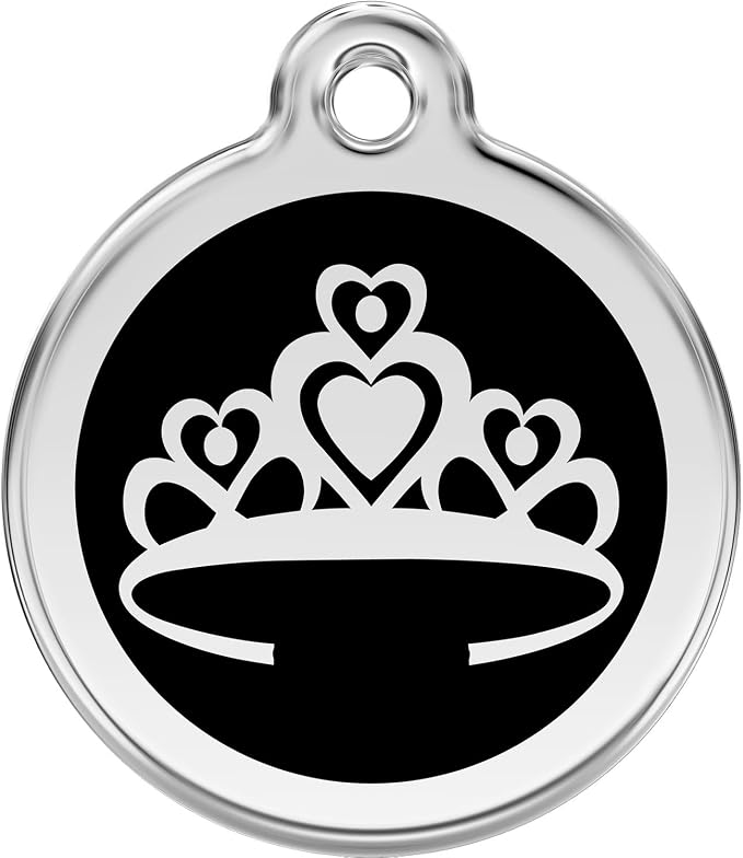 Red Dingo Personalized Crown Pet ID Dog Tag (Large Black)