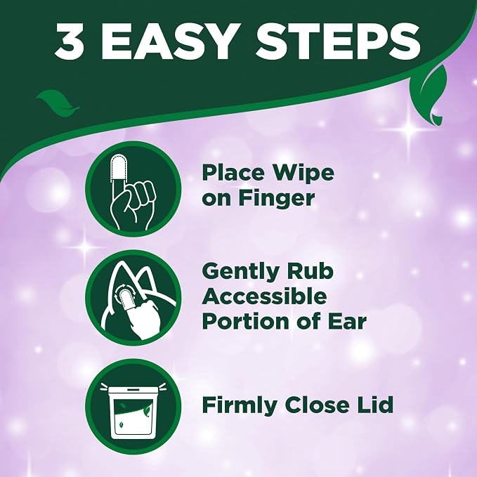 Vet's Best Ear Relief Finger Wipes | Ear Cleansing Finger Wipes for Dogs | Sooths & Deodorizes | 50 Disposable Wipes | Ear Cleansing Finger Wipes, Helps Clean, Deodorize & Refresh Ears, Gentle Disposable Wipes for Dogs