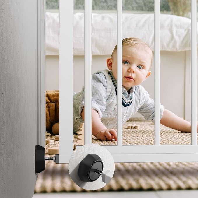 ICERO Baby Wall & Door Protector - Protect Pet & Dog Gates - Mounted Gates Work on Stairs - 4 Pack - Black