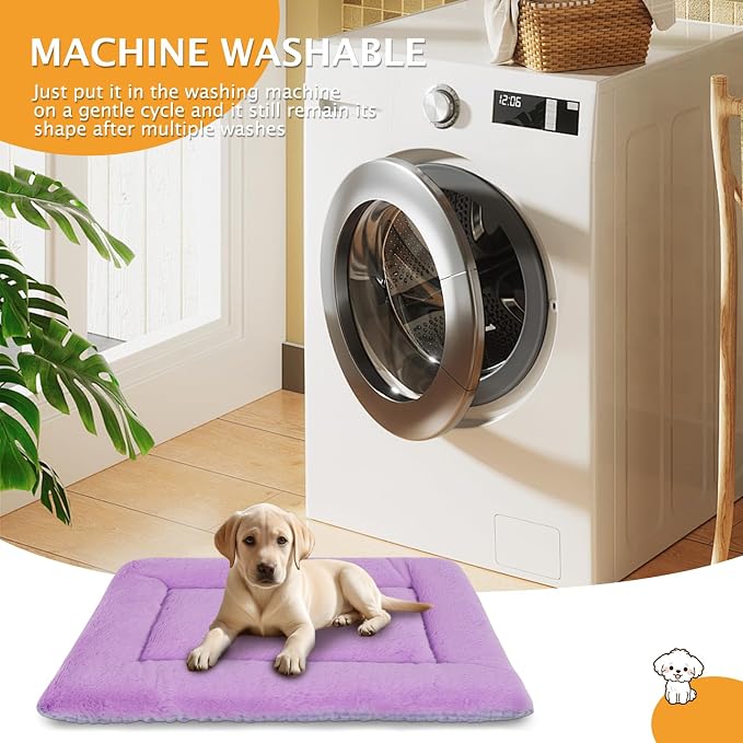 Reversible Dog Bed Mat with Plush and Corn Velvet,Soft Warm Pet Cushion, Dual Purpose Washable Sleeping Mattress Bed for Small Medium Large Dog and Cat XB004 (24"x18", Purple)