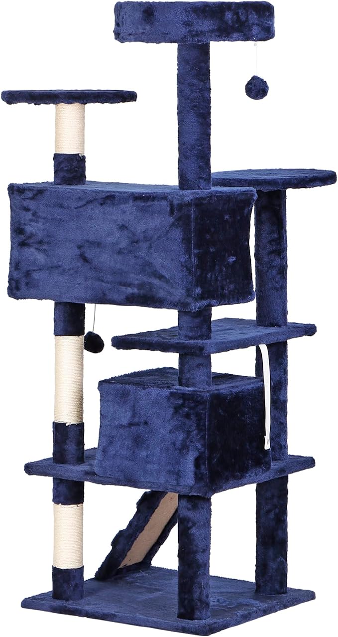 54 in Cat Tree Tower for Indoor Cats Multi-Level Cat Condo Cat Bed Furniture with Scratching Post Kittens Activity Center
