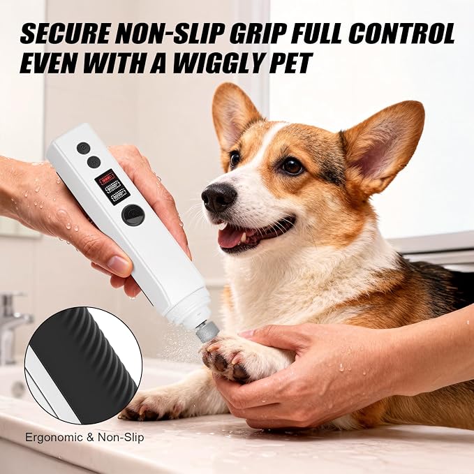 Quiet Dog Nail Grinder,2026 New Updated Quiet Electric 2-Speed Professional Pet Nail Grinder with Quick Sensor, Rechargeable Painless Trimmer for Large to Small Dogs & Cats, LED Light & Guard