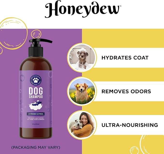 Cleansing Dog Shampoo for Smelly Dogs - Refreshing Colloidal Oatmeal Dog Shampoo for Dry Skin and Cleansing Dog Bath Soap - Moisturizing Lavender and Oatmeal Shampoo for Dogs and Great Smelling Pups