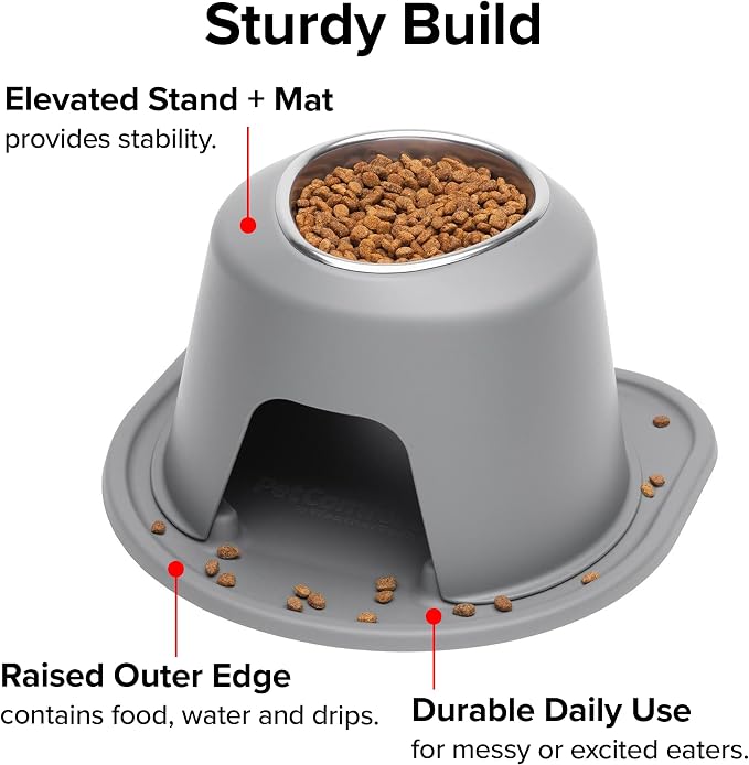 WeatherTech Single High Pet Feeding System w/Plastic Dog/Cat Bowls - 4" High Stand Light Grey (PSH1604LGLG)