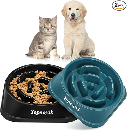 2 Pack Slow Feeder Dog Bowls for Healthy Eating, Non-Slip and Anti-Choking Design, Reduces Bloating & Overeating for Small Dogs, Easy to Clean