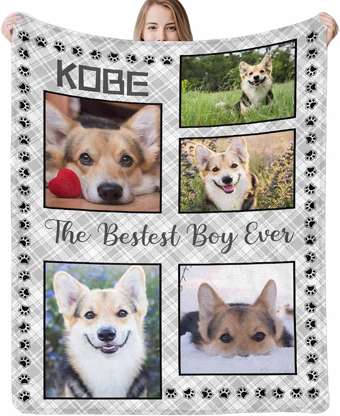 Artsadd Personalized Memorial Blanket with Pictures Pet Loss Sympathy Gift in Memory of Dog Cat Custom Photo Blanket