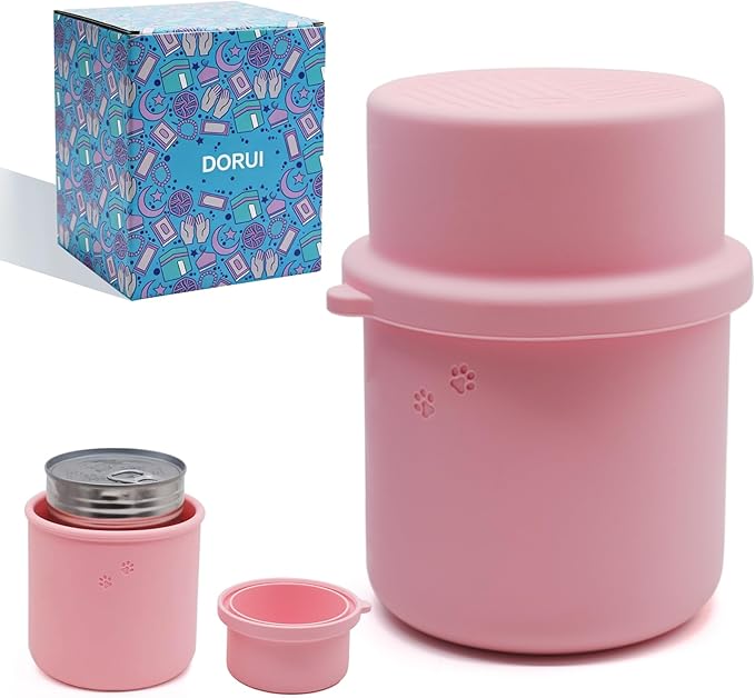 Original Canned Dog Food Storage Container | Silicone Can Cover Pet Food Sealer | BPA Free, Airtight, Dishwasher & Freezer Safe (Pink)