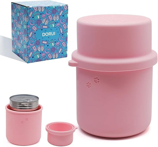 Original Canned Dog Food Storage Container | Silicone Can Cover Pet Food Sealer | BPA Free, Airtight, Dishwasher & Freezer Safe (Pink)