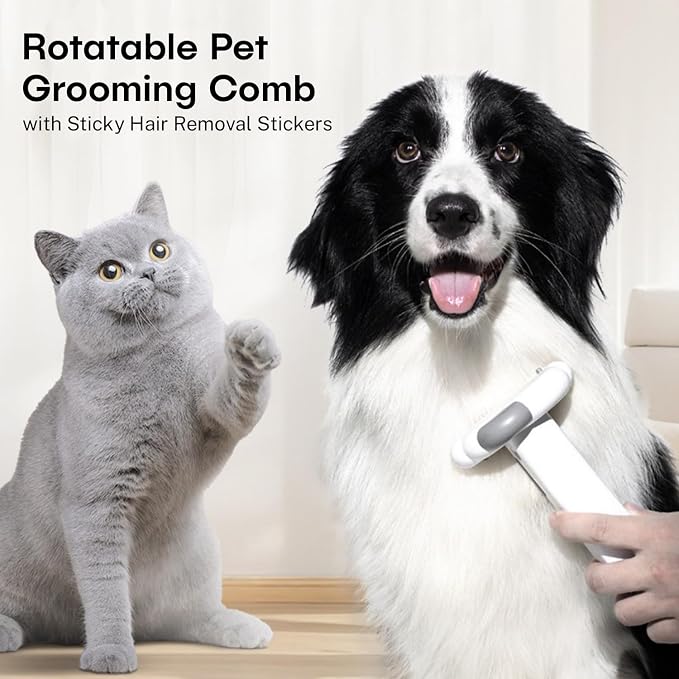 Sinko 3-in-1 Cat Grooming Brush and Deshedding Dog Brush, Short Haired and Long Haired Cat Brush, Dog Brushes for Grooming, 2 Comb Head Included, Effectively Reduces Shedding by up to 96%