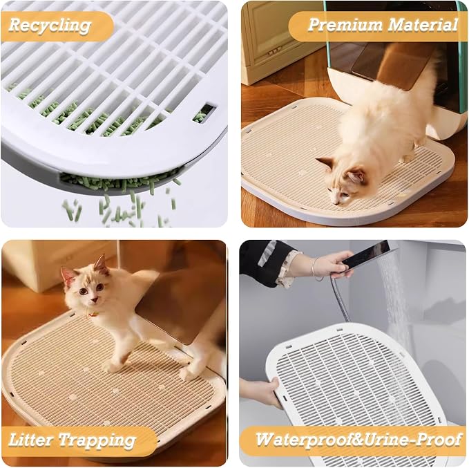 Cat Litter Mat Litter Trapping Mat,19.29"×14.96",Cat Litter Box Mat for Floor,Large Litter Matt for Cat Litter Box,Kitty Litter Mat Catcher,Waterproof Urine Proof,Washable,Easy Clean,Less Waste (Pink)