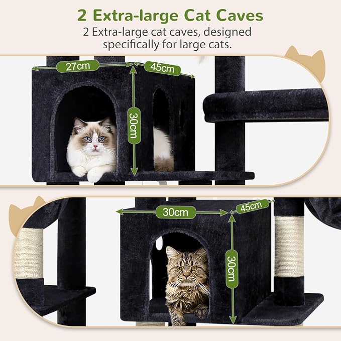 Globlazer 74in Large Sturdy Cat Tree for Large Cats, F74F, Beige | Tall Maine Coon Cat Tower for Indoor Cats Large Adult with 8 Scratching Posts, 2 Spacious Cat Condos, 3 Perches