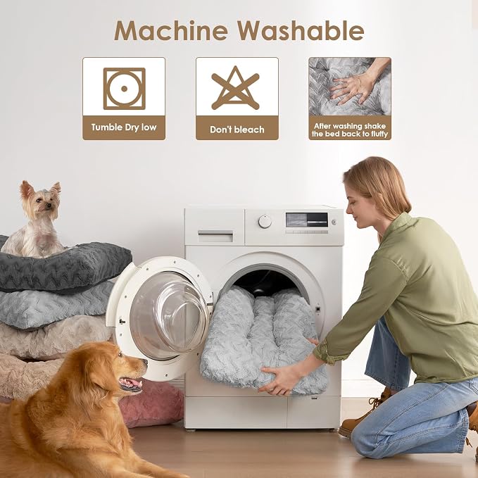 EHEYCIGA XXL Washable Dog Bed for Crate 47x29 Inch, Kennel Pad for Extra Large Dogs Up to 100 lbs, Plush and Comfy Pet Sleeping Mat, Grey