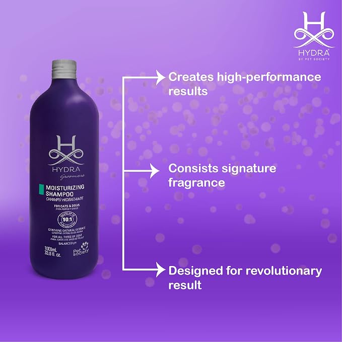 Hydra Professional Moisturizing Dog Shampoo, Oatmeal Bath for Dogs and Cats, Pet Wash for All Breeds and Coat Types, Promotes Healthy Skin and Coats