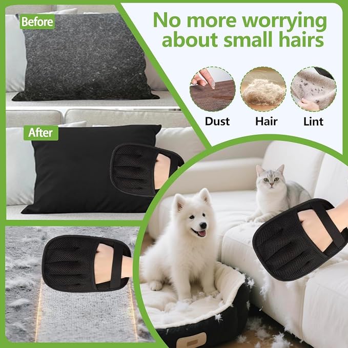 Electrostatic Pet Hair Remover Glove – Reusable Lint Roller Alternative for Furniture, Carpet & Clothes – Washable Dog & Cat Hair Brush with Strong Grip – No Sticky Refills Needed(1PCS)
