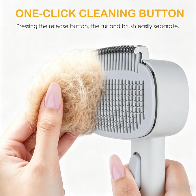2-IN-1 Pet Self-Deshedding and Grooming Brush for Dogs and Cats | Pet Brush with Undercoat Rake & Adjustable Bristle Length Comb, One-Click Hair Removal for Matted Fur Tangles Long Short Hair