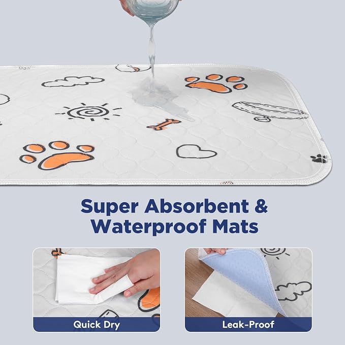 FURTIME Washable Pee Pads for Dogs, Super Absorbent, 2 Pack 48"x48" Gray | Reusable Pads for Dog Training Pads, 100% Waterproof Non-Slip Pee Pads Whelping Pads Dog Playpen Pads Crate Mat Bed Pads