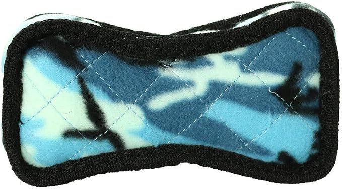 TUFFY - World's Tuffest Soft Dog Toy - Junior Bone -Squeakers -Multiple Layers. Made Durable, Strong & Tough.Interactive Play(Tug, Toss & Fetch). Machine Washable & Floats (Camo Blue, Bone2 2 Pack)