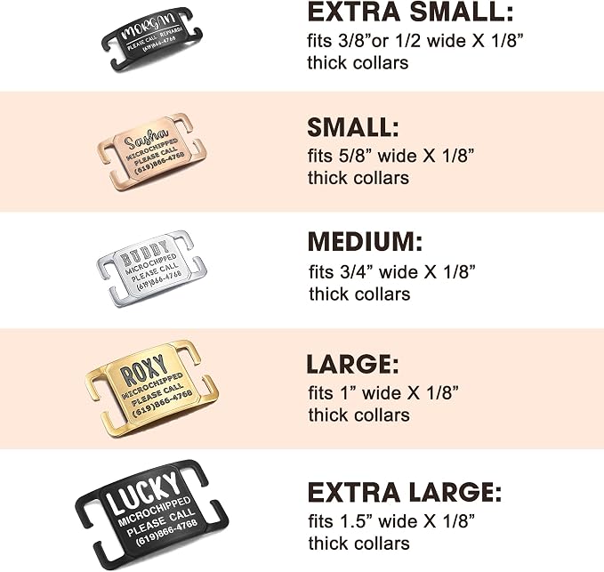 Rugged & Refined: Immovable Slide-On Pet ID Tag - Silent No-Noise Design - Deep Laser Engraved Horology-Grade Steel - Extra Small | PVD Rose Gold