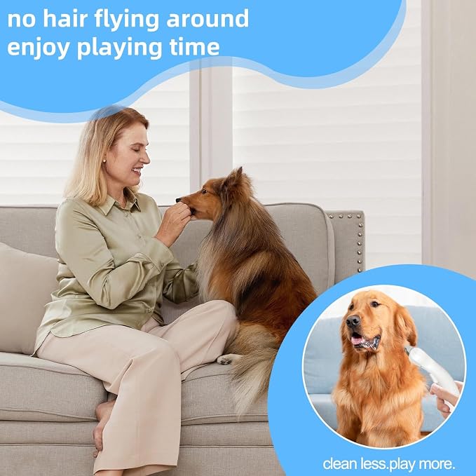 Undercoat Rake for Dogs & Cats, 3-in-1 Skin-Friendly Pet Fur Brush with One-Click Self-Clean Button, Deshedding Dog Brush for Long haired Pets, Cat Comb Removes Matted Fur & Loose Hair