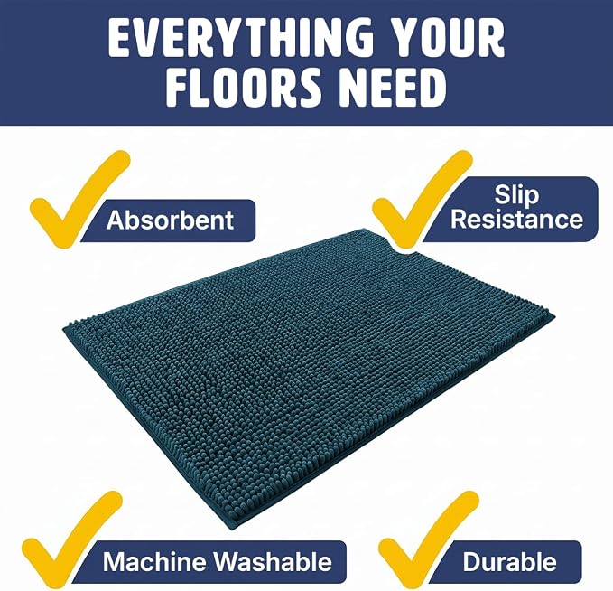 Muddy Mat® | Cat Litter Mat 24"x36", Litter Trapping Mat, Super Absorbent Scatter Control, Soft on Paws, Slip Resistant Washable Kitty Litter Mat, Traps Litter, Protects Floors, Atlantic Blue