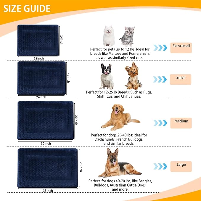 Dog Bed Mat - Durable & Cute Crate Dog Beds for Small Dogs & Cats, Comfortable Kennel Pad for Home, Crate & Travel