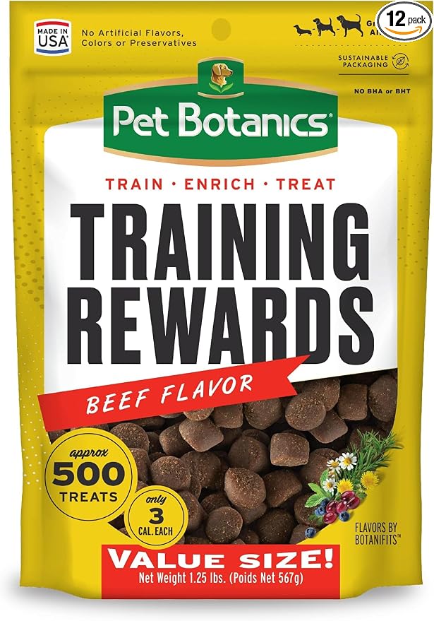 Pet Botanics 20 oz. Pouch Training Reward Soft & Chewy, Beef Flavor, with 500 Treats Per Bag, The Choice of Top Trainers (Pack of 12)