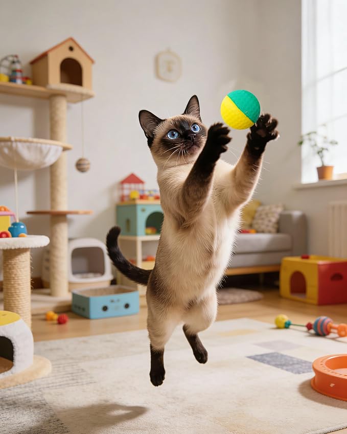 PET SHOW 20 Pack 1.57" Cat Toy Balls Soft EVA Foam Interactive Indoor Kittens Toys 40mm Dia. Small Dogs Puppies Pet Soccer Ball Bulk Activity Chase Quiet Play Two-Colors Cats Sponge Balls