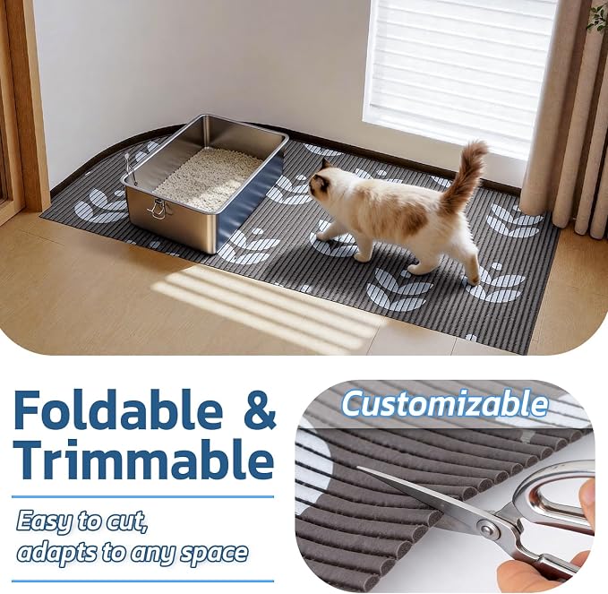 Cat Litter Mat, 40"x25" Jumbo Foam Litter Box Mat | Extra Large Coverage, Soft on Paws, Trimmable Design, BPA-Free Foam, Leak-Proof, Machine Washable, Chocolate Leaf