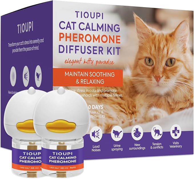 Cat Pheromones Calming Diffuser: 2 Diffusers & 2 Refills Top Value Kit – Cat Calming Diffuser Helps Reduce Scratching, Peeing, Meowing, Hiding, Urine Marking & Aggression