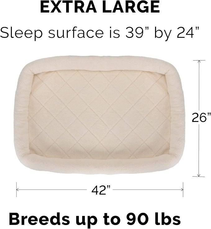 Furhaven Dog Bed for Large Dogs, 100% Washable, Sized to Fit Crates - Sherpa Fleece Bolster Crate Pad - Cream, Extra Large/XL