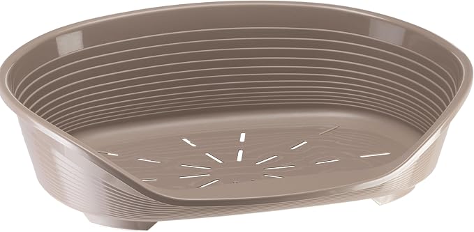 Ferplast Cat Bed, Plastic Dog Bed Large, Ventilation Holes and Non-Slip Rubber Feet for Added Stability 93,5 x 68 x h. 28,5 cm. Taupe