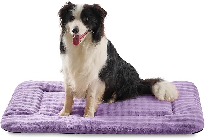 Dog Bed Mat Crate Pad for Large Dogs, Dusty Purple, 36"x 23" | Washable Soft Pet Sleeping Mat, Anti-Slip Kennel Pad with 3D Bubble Pattern