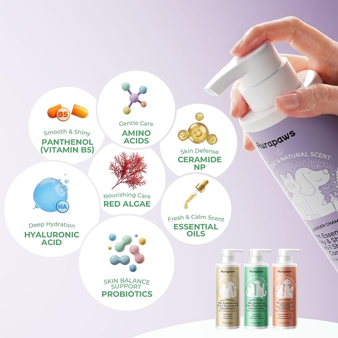 Probiotic Dog Shampoo and Conditioner, Lavender Floral, 17oz Each | Supports Skin Barrier, Nourishes, Conditioner, Detangles, Moisturizes, Clean, Balanced Skin Microbiome, for Soft, Shiny Coats