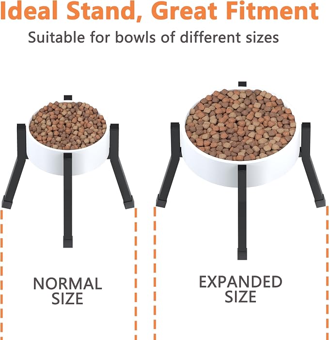 Raised Dog Bowl Stand Medium-Sized Dogs with Adjustable Width (6-8"),Single Food and Water Stand Feeder(Bowls Not Included)